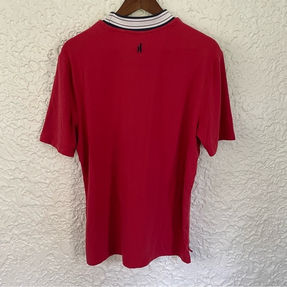 Johnnie-O Malibu Red Short Sleeve Shirt with Striped Collar Size M - Picture 4 of 7